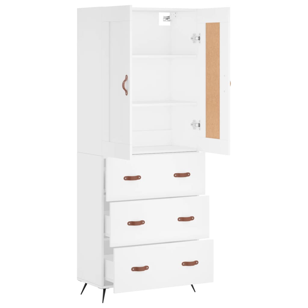 Highboard White 69.5x34x180 cm Engineered Wood