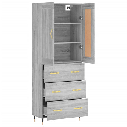 Highboard Grey Sonoma 69.5x34x180 cm Engineered Wood