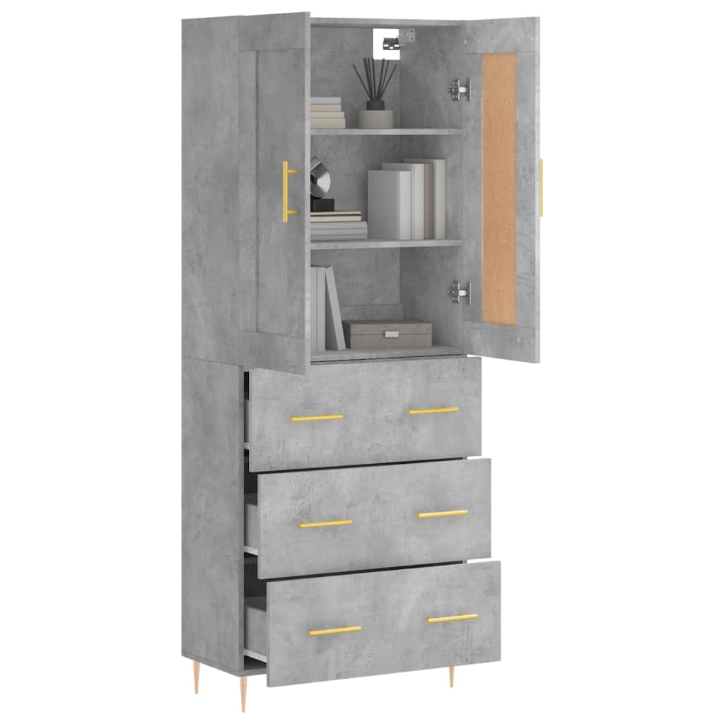 Highboard Concrete Grey 69,5x34x180 cm Engineered Wood