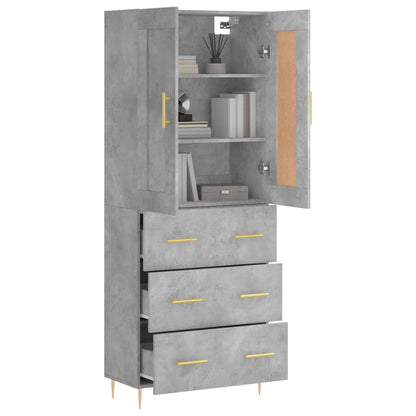 Highboard Concrete Grey 69,5x34x180 cm Engineered Wood
