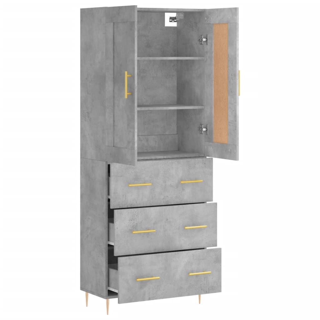 Highboard Concrete Grey 69,5x34x180 cm Engineered Wood