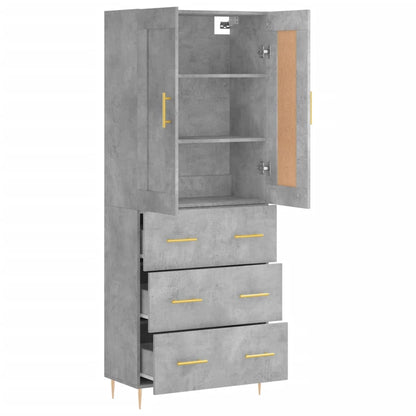 Highboard Concrete Grey 69,5x34x180 cm Engineered Wood