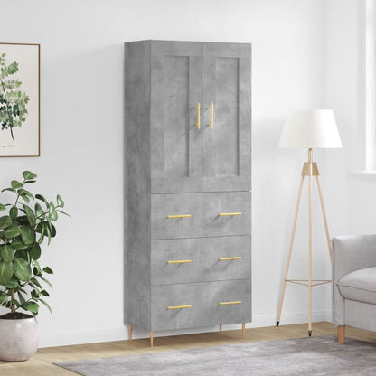 Highboard Concrete Grey 69,5x34x180 cm Engineered Wood