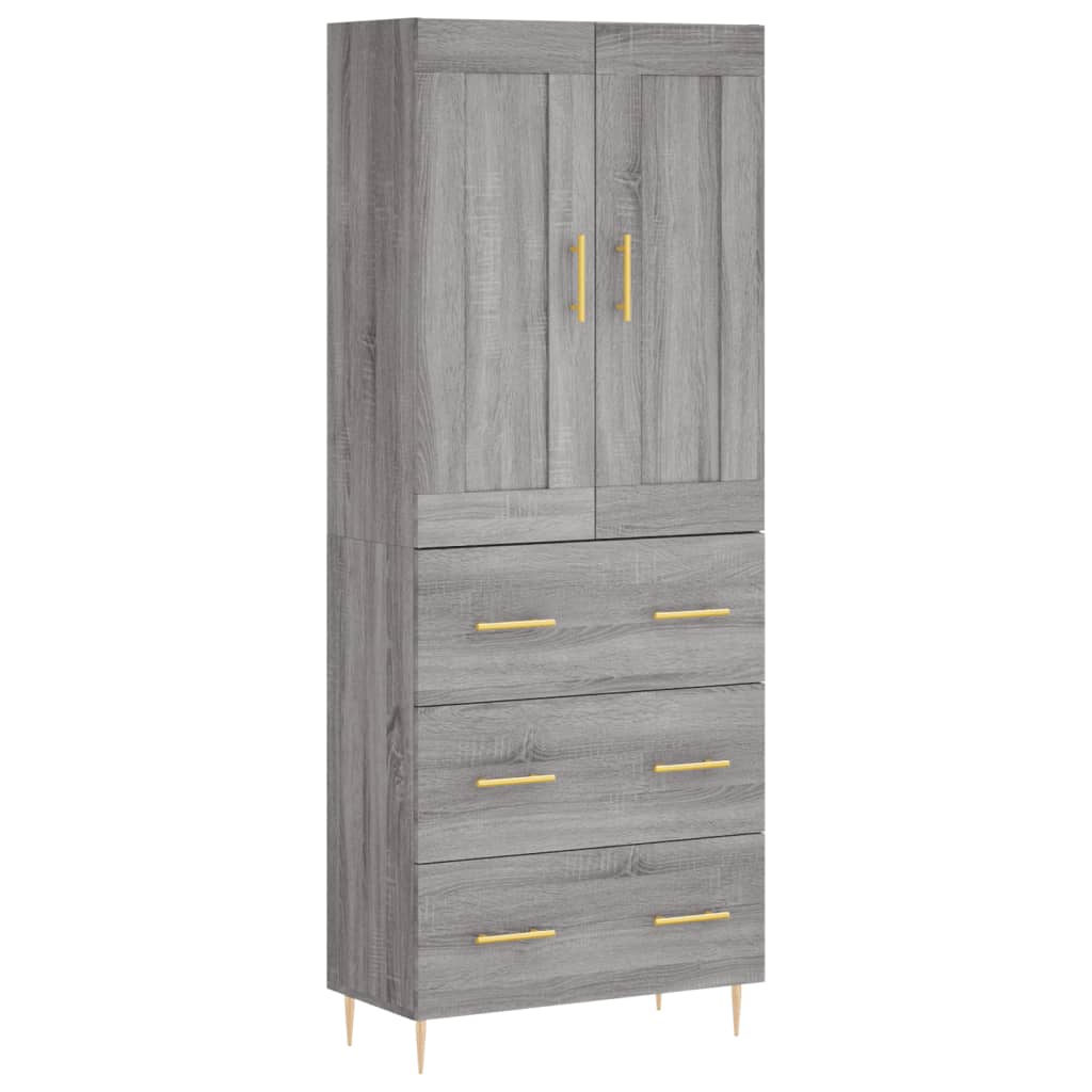 Highboard Grey Sonoma 69.5x34x180 cm Engineered Wood