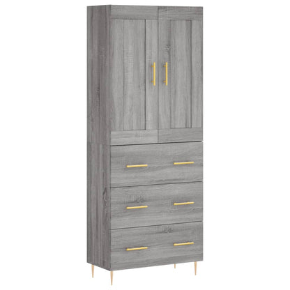 Highboard Grey Sonoma 69,5x34x180 cm Engineered Wood