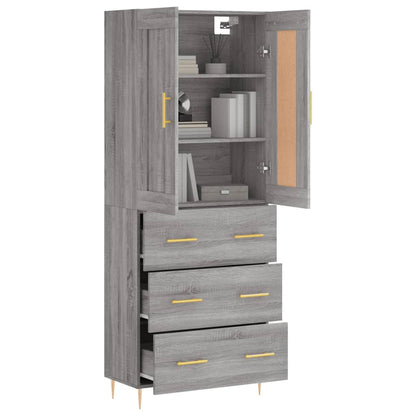 Highboard Grey Sonoma 69.5x34x180 cm Engineered Wood