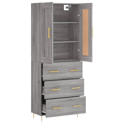 Highboard Grey Sonoma 69,5x34x180 cm Engineered Wood