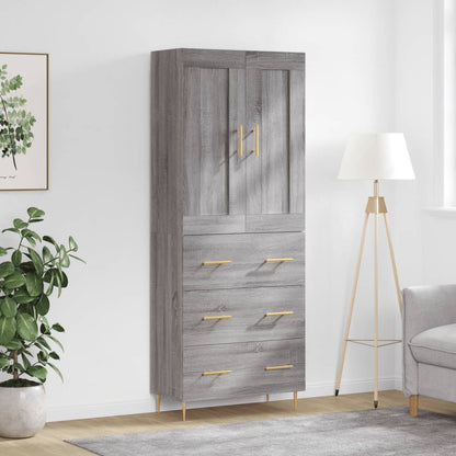 Highboard Grey Sonoma 69,5x34x180 cm Engineered Wood