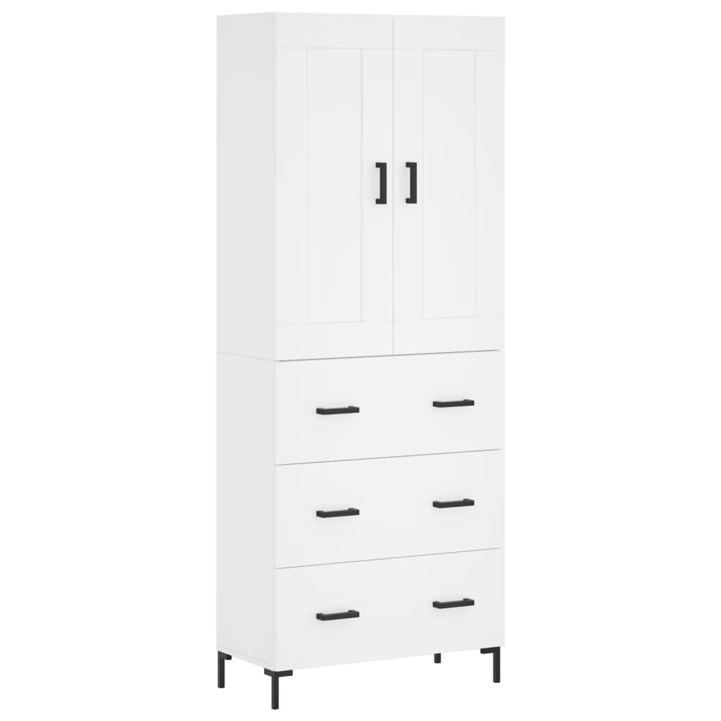 Highboard White 69.5x34x180 cm Engineered Wood