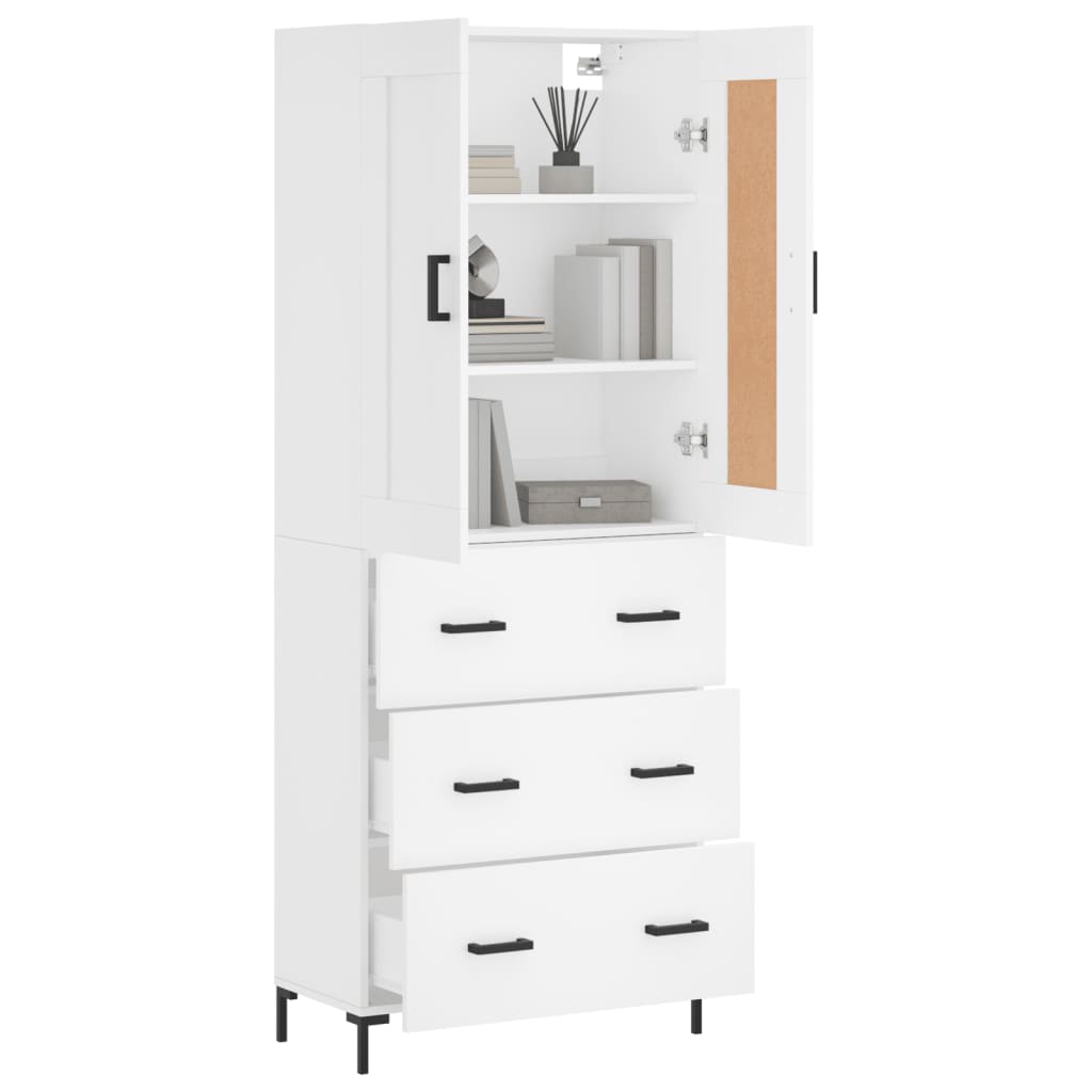 Highboard White 69,5x34x180 cm Engineered Wood