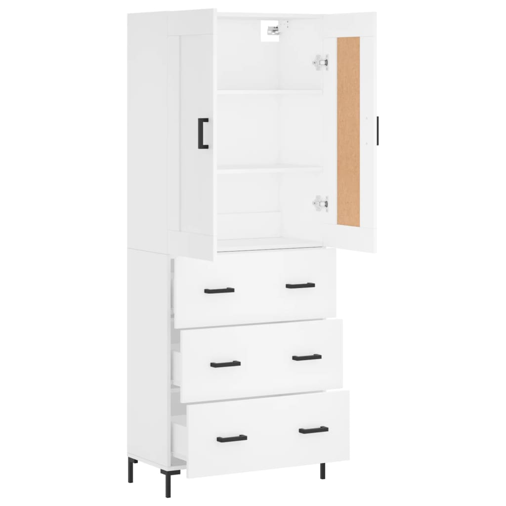 Highboard White 69,5x34x180 cm Engineered Wood