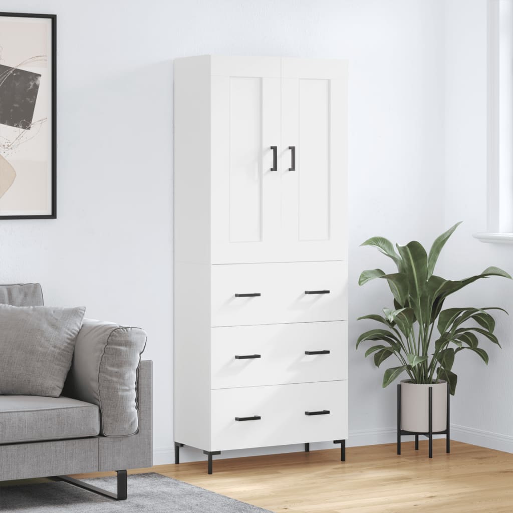 Highboard White 69,5x34x180 cm Engineered Wood