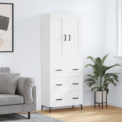 Highboard White 69,5x34x180 cm Engineered Wood