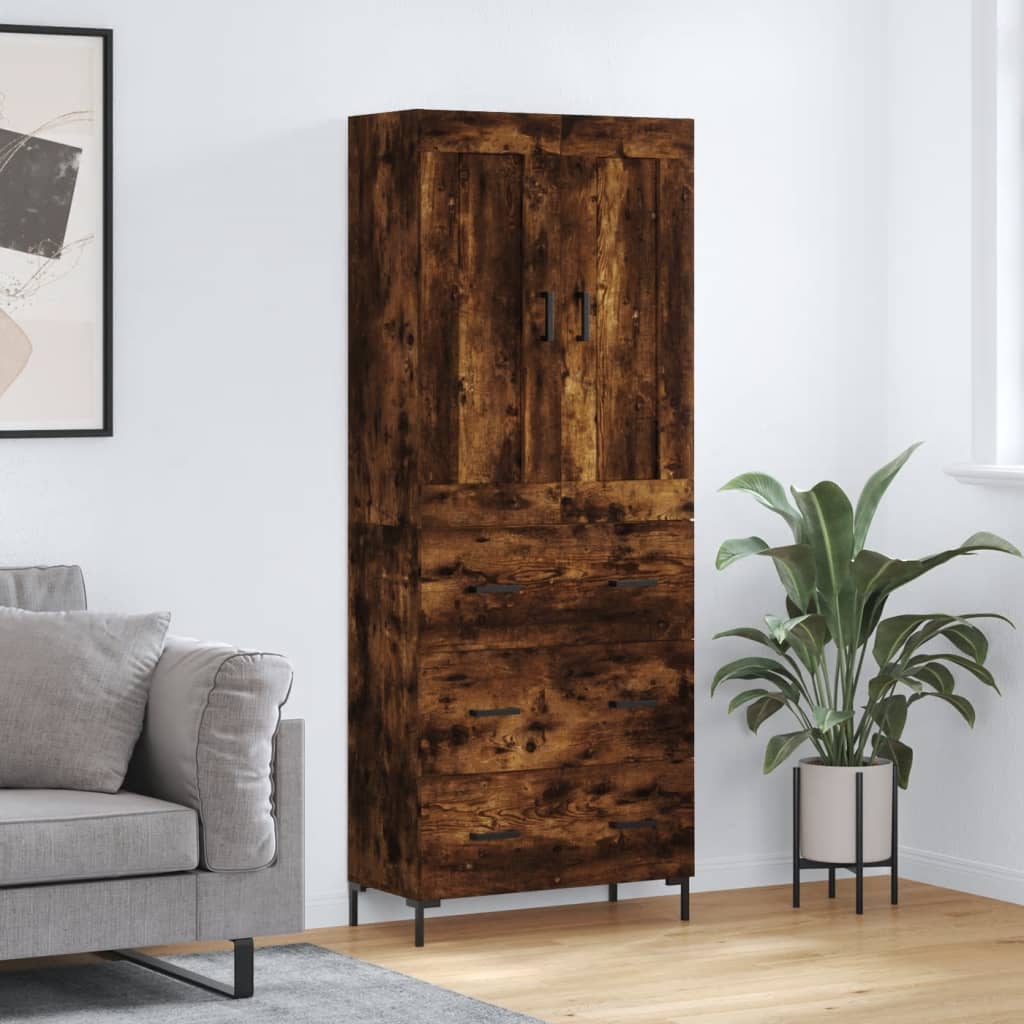 Highboard Smoked Oak 69,5x34x180 cm Engineered Wood