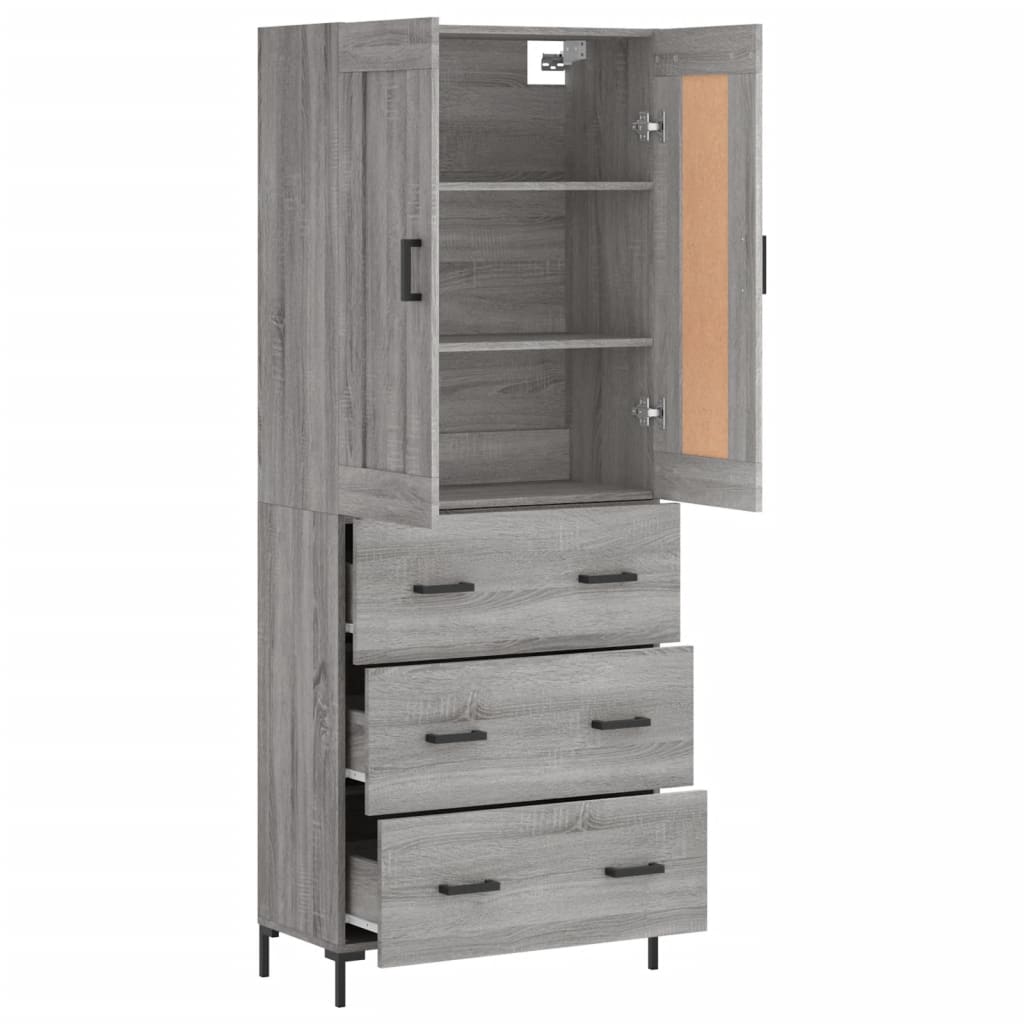 Highboard Grey Sonoma 69,5x34x180 cm Engineered Wood