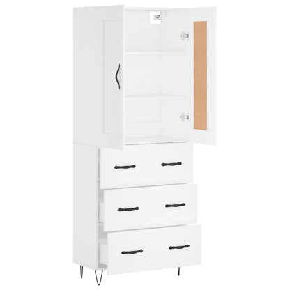 Highboard White 69,5x34x180 cm Engineered Wood
