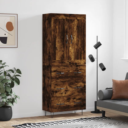 Highboard Smoked Oak 69,5x34x180 cm Engineered Wood