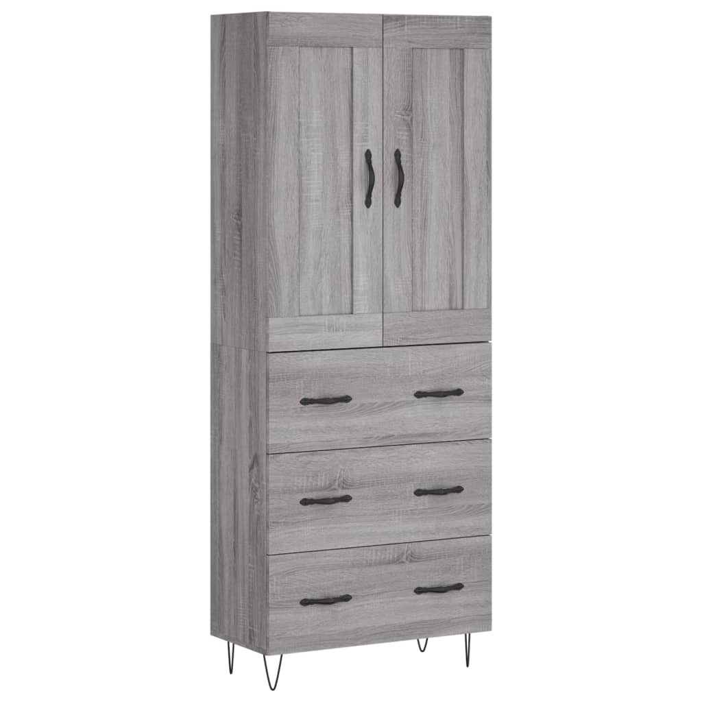 Highboard Grey Sonoma 69.5x34x180 cm Engineered Wood