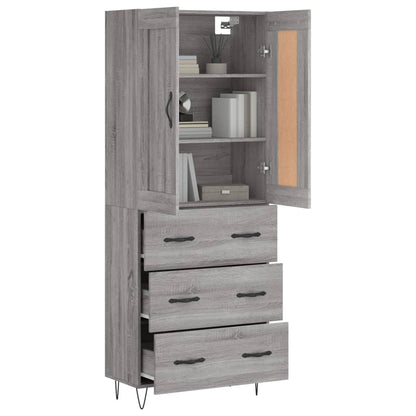 Highboard Grey Sonoma 69,5x34x180 cm Engineered Wood