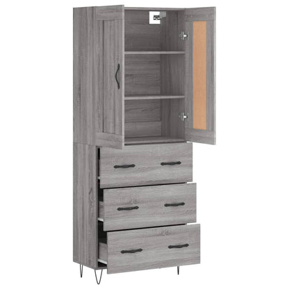 Highboard Grey Sonoma 69,5x34x180 cm Engineered Wood