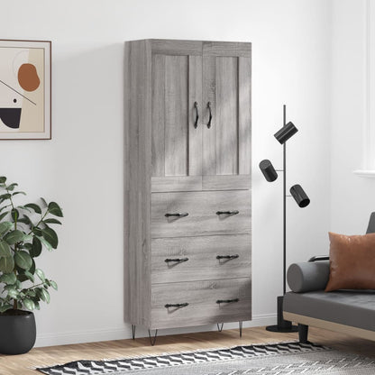 Highboard Grey Sonoma 69,5x34x180 cm Engineered Wood