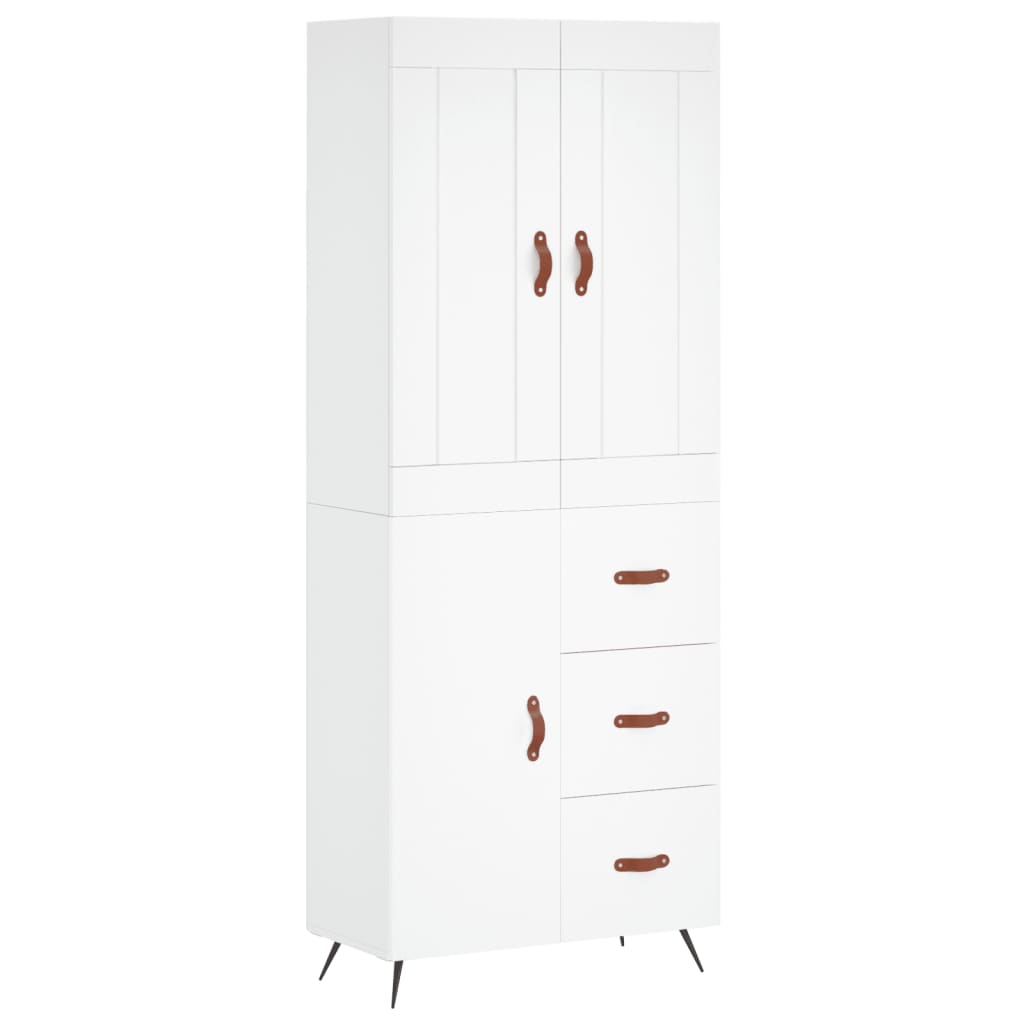 Highboard White 69.5x34x180 cm Engineered Wood
