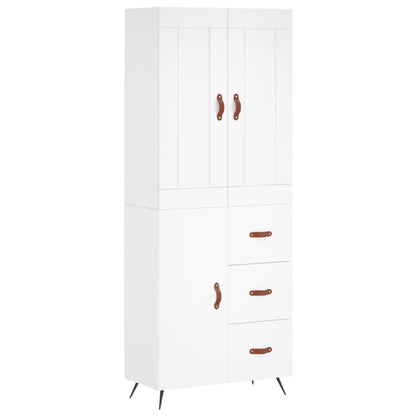 Highboard White 69.5x34x180 cm Engineered Wood