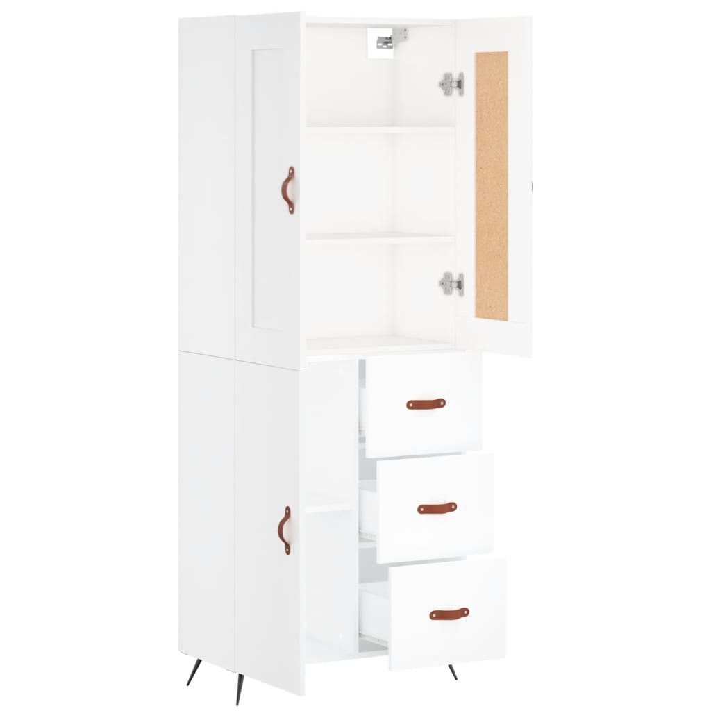 Highboard White 69.5x34x180 cm Engineered Wood
