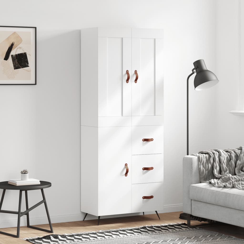 Highboard White 69.5x34x180 cm Engineered Wood