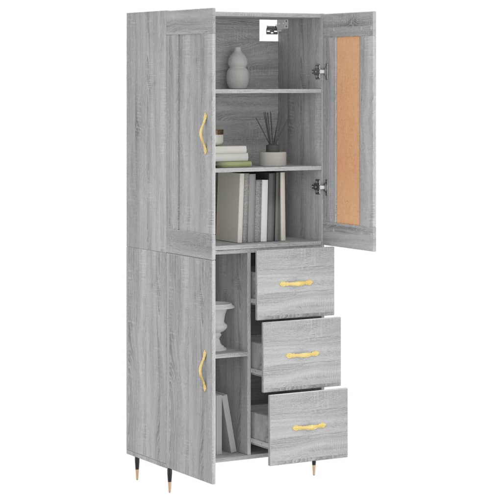 Highboard Grey Sonoma 69,5x34x180 cm Engineered Wood