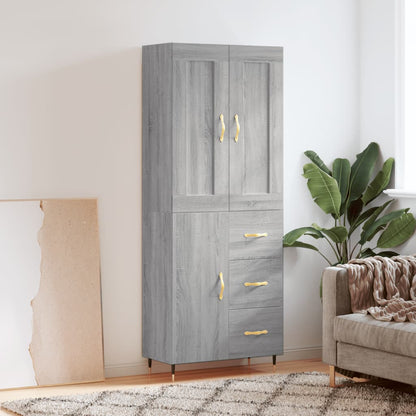 Highboard Grey Sonoma 69.5x34x180 cm Engineered Wood