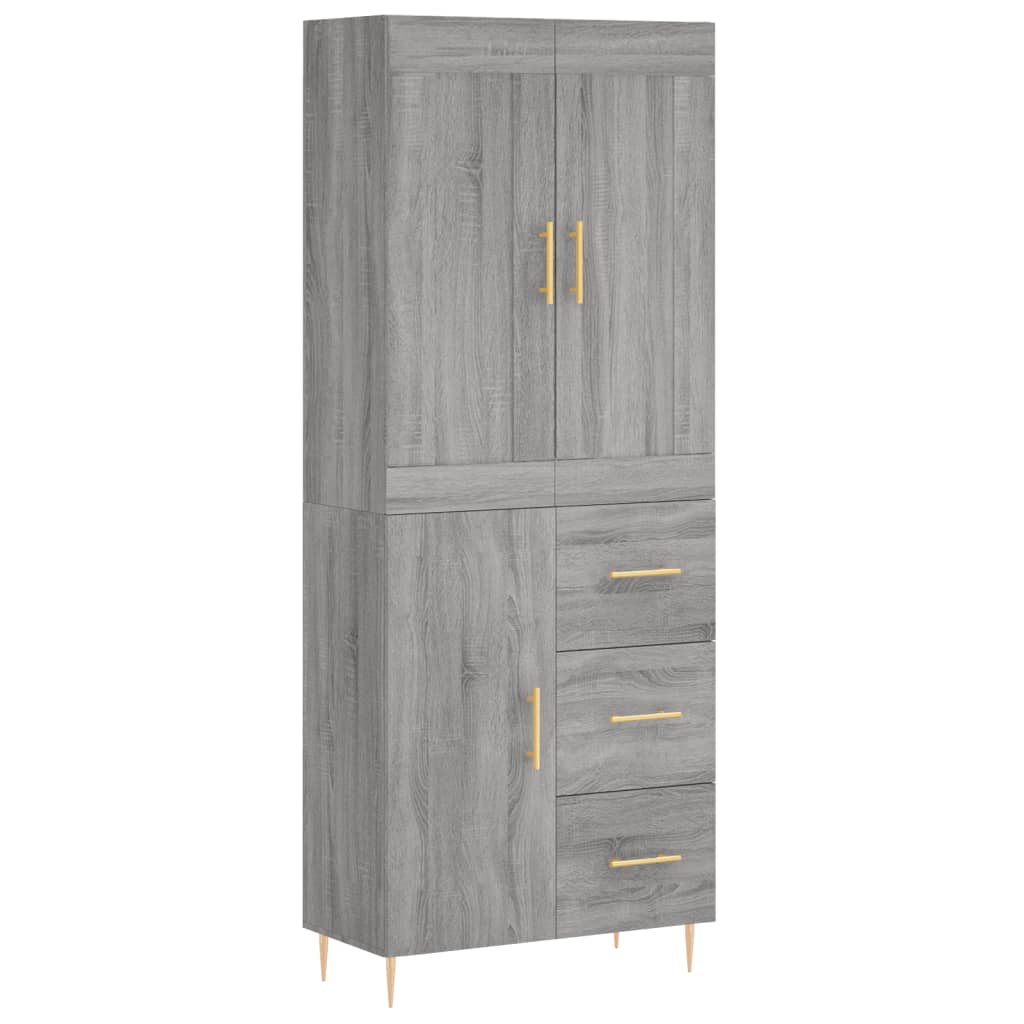 Highboard Grey Sonoma 69,5x34x180 cm Engineered Wood