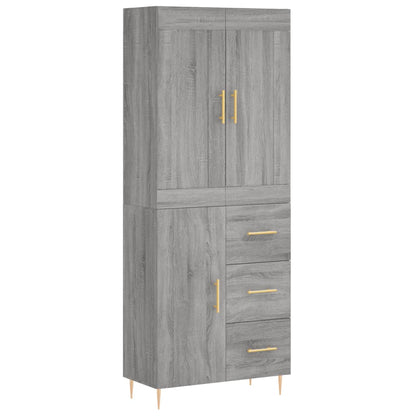 Highboard Grey Sonoma 69,5x34x180 cm Engineered Wood