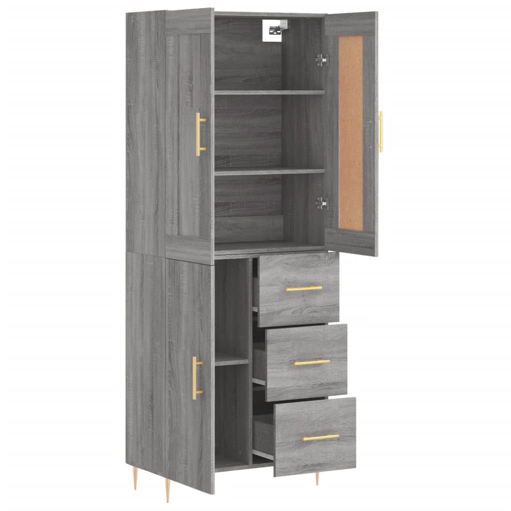 Highboard Grey Sonoma 69,5x34x180 cm Engineered Wood