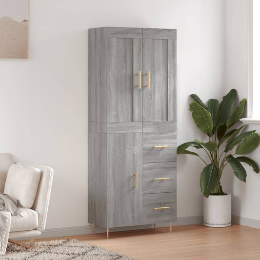 Highboard Grey Sonoma 69.5x34x180 cm Engineered Wood