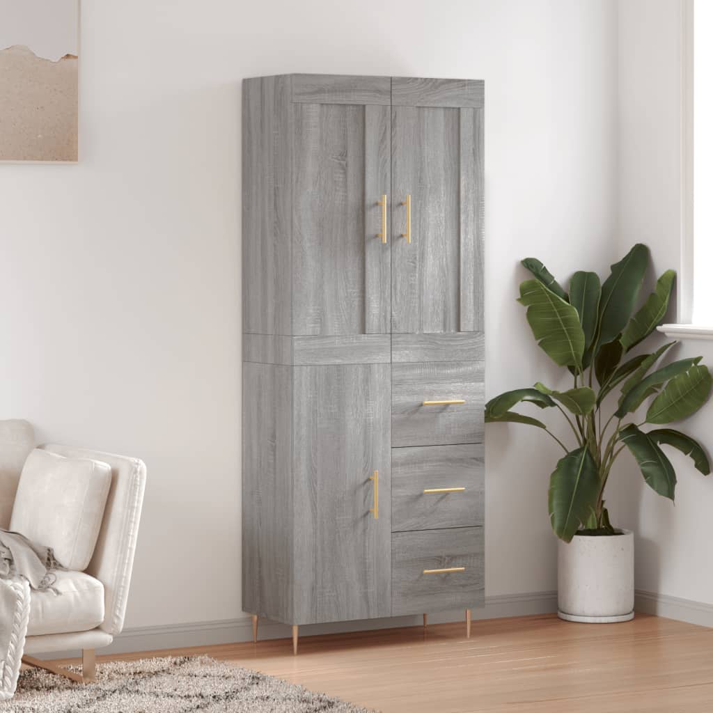 Highboard Grey Sonoma 69,5x34x180 cm Engineered Wood