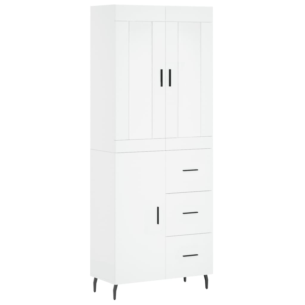 Highboard White 69,5x34x180 cm Engineered Wood