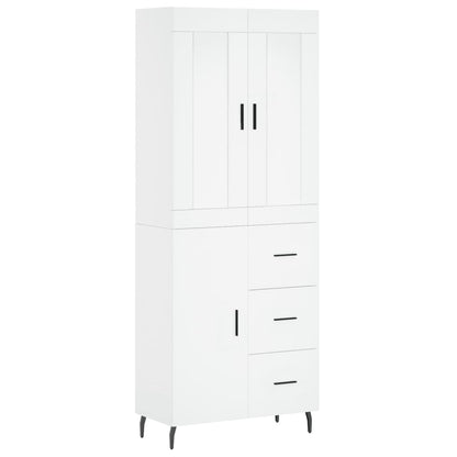 Highboard White 69,5x34x180 cm Engineered Wood