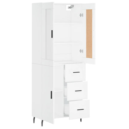 Highboard White 69,5x34x180 cm Engineered Wood