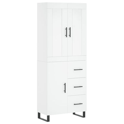 Highboard White 69,5x34x180 cm Engineered Wood