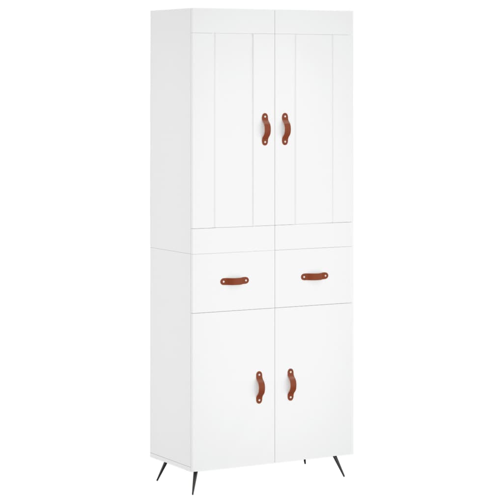 Highboard White 69.5x34x180 cm Engineered Wood