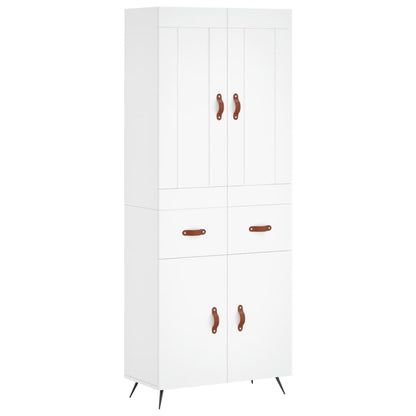 Highboard White 69.5x34x180 cm Engineered Wood