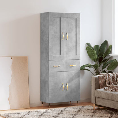 Highboard Concrete Grey 69.5x34x180 cm Engineered Wood