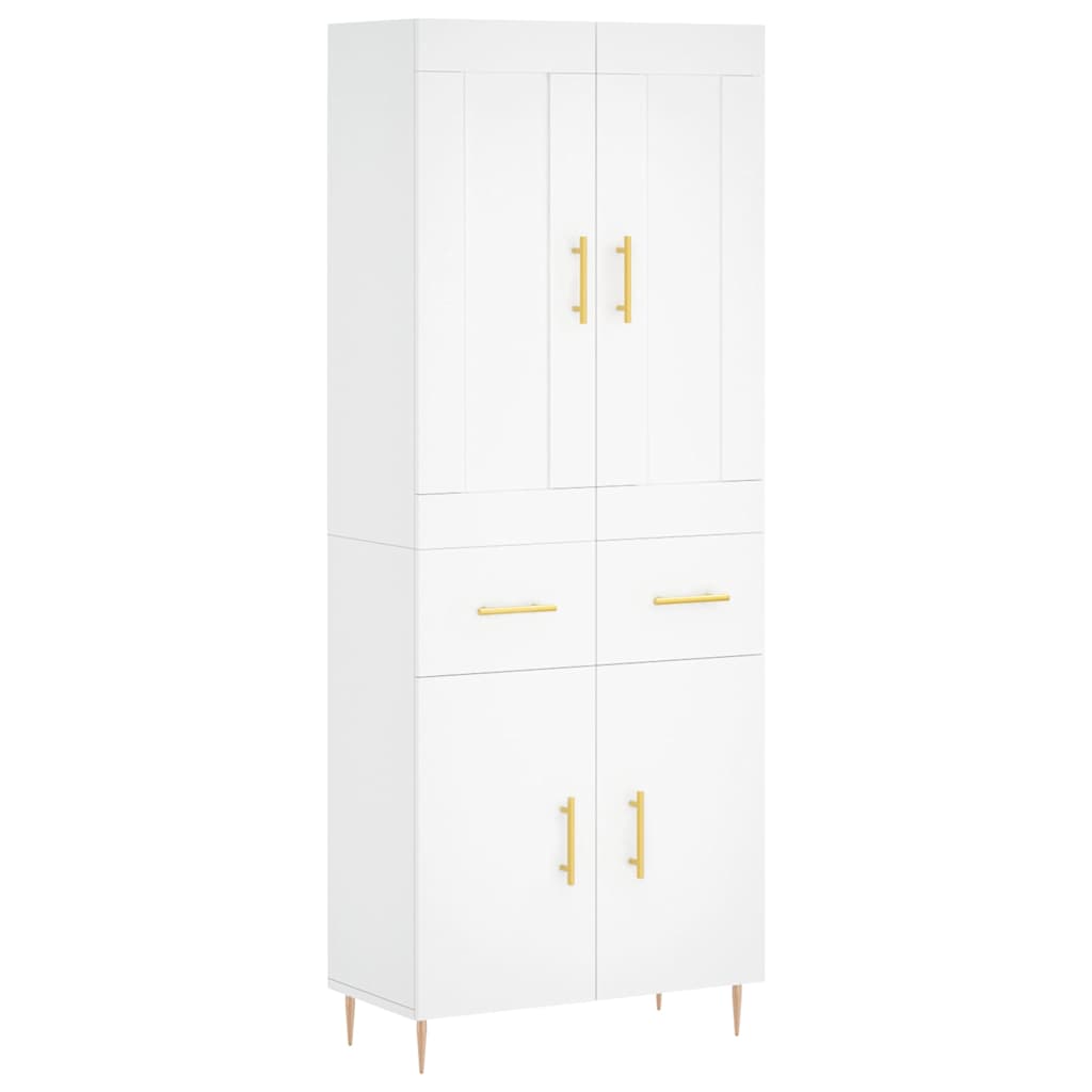 Highboard White 69,5x34x180 cm Engineered Wood