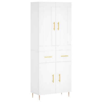 Highboard White 69,5x34x180 cm Engineered Wood