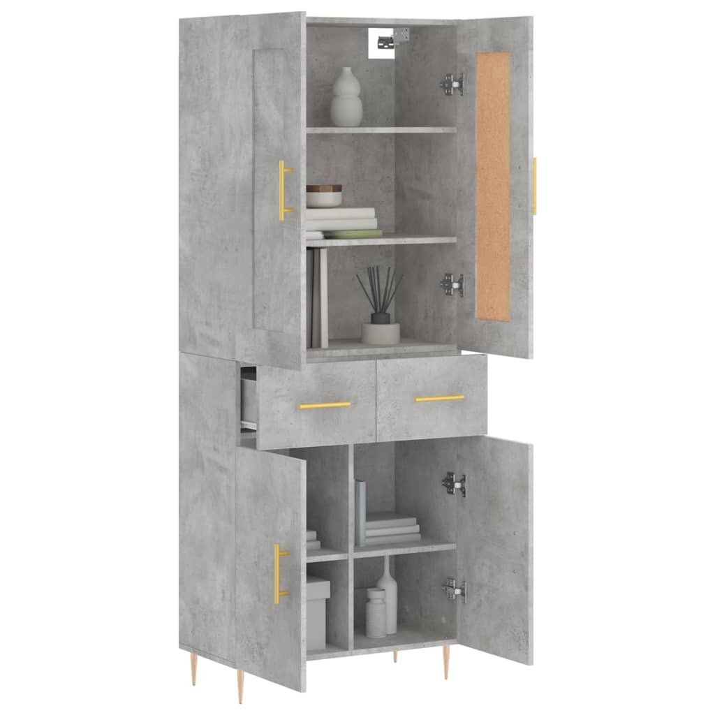 Highboard Concrete Grey 69,5x34x180 cm Engineered Wood