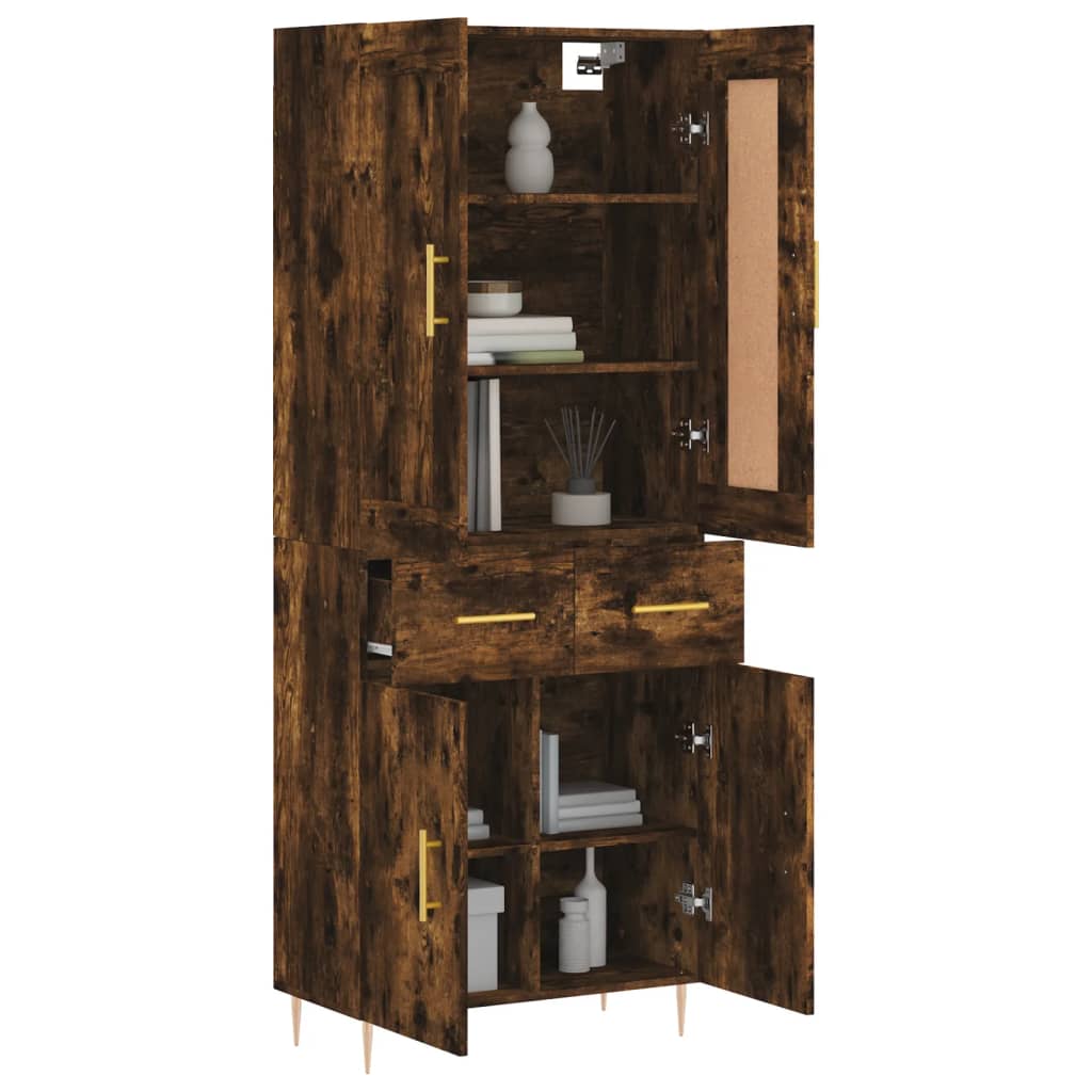 Highboard Smoked Oak 69.5x34x180 cm Engineered Wood
