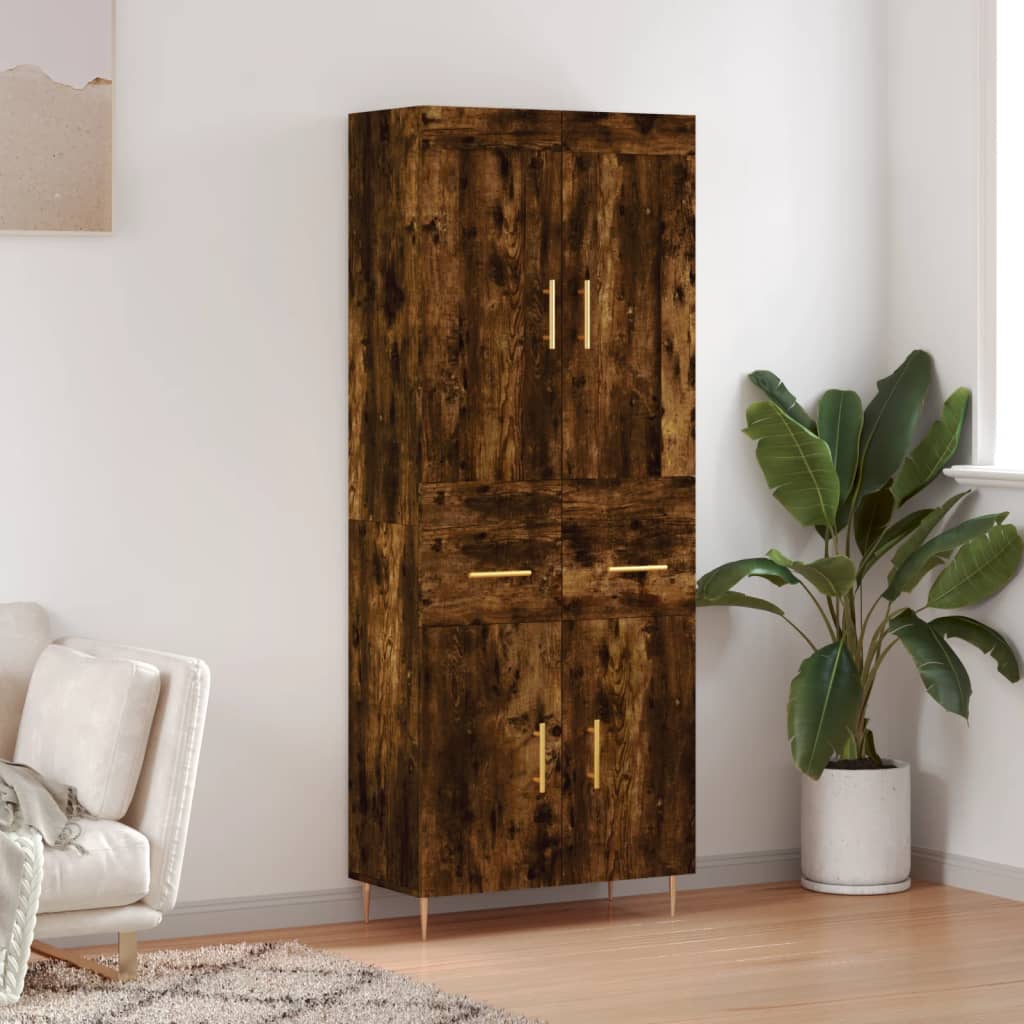 Highboard Smoked Oak 69,5x34x180 cm Engineered Wood