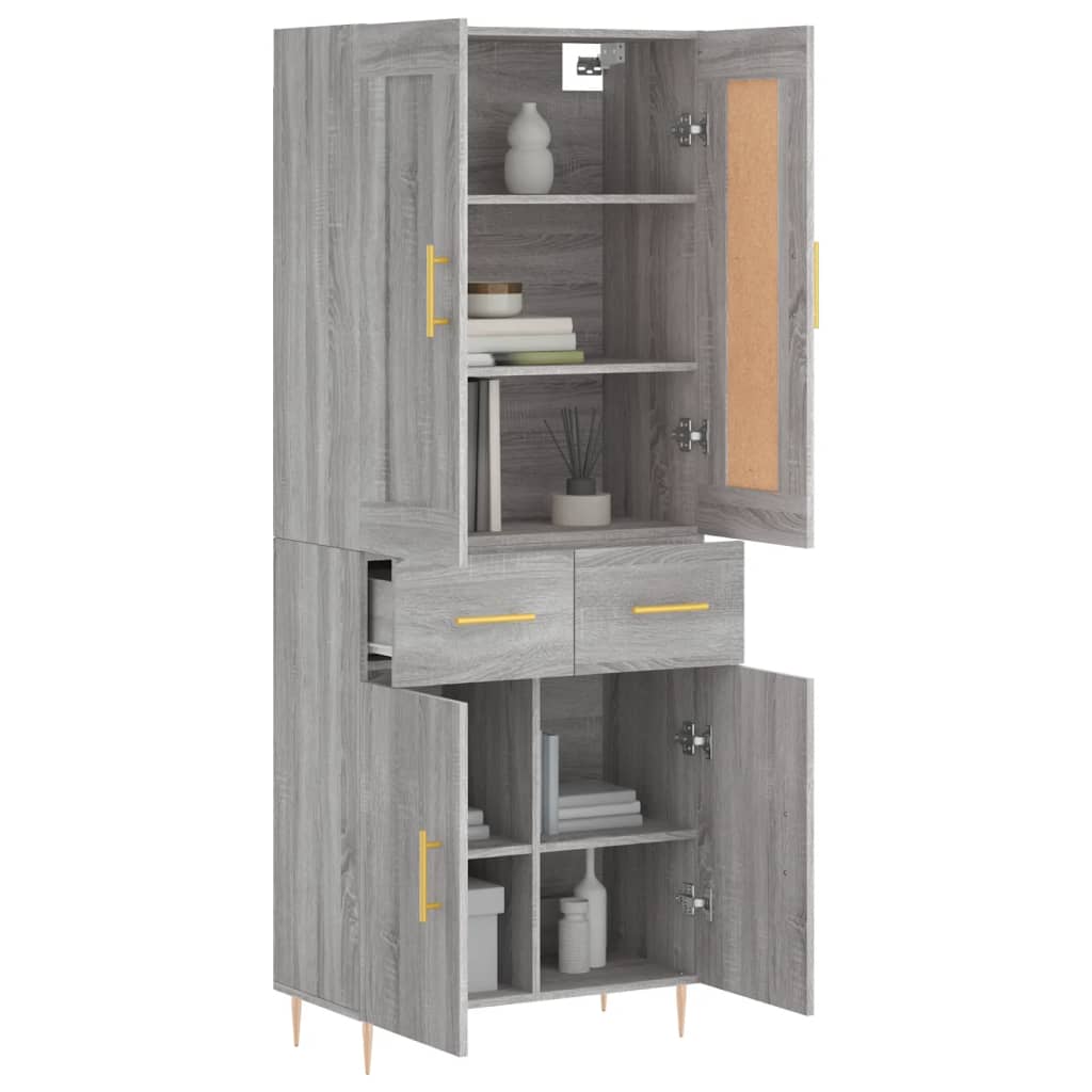 Highboard Grey Sonoma 69,5x34x180 cm Engineered Wood