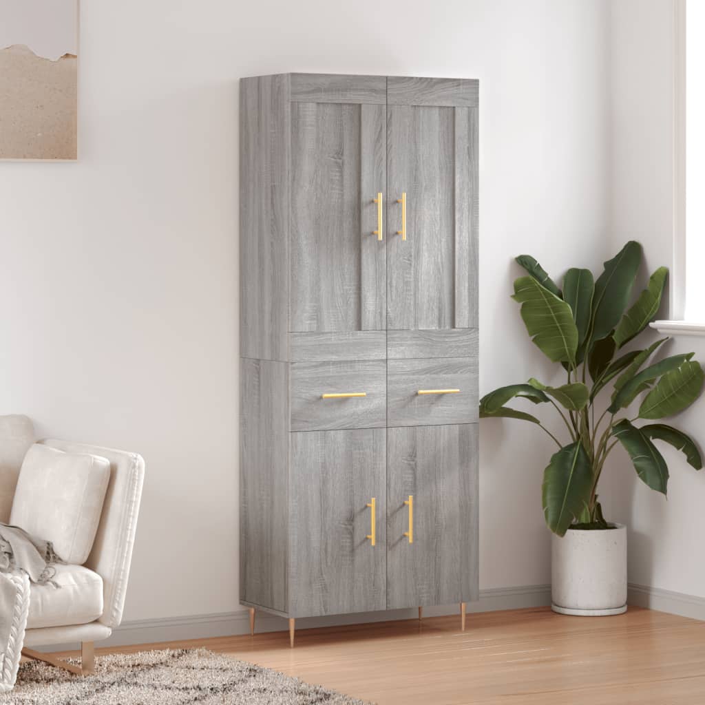 Highboard Grey Sonoma 69,5x34x180 cm Engineered Wood